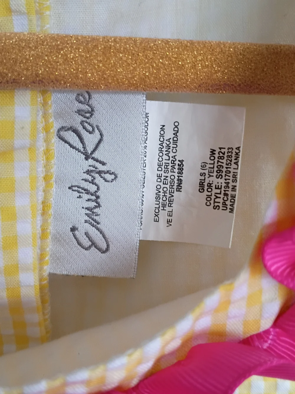 Emily Rose Yellow Dress with Pink Ruffle and Butterfly Appliqués